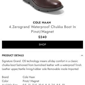 Cole Haan Men's Zerogrand Waterproof Chukka Boot - Pinot/Magnet